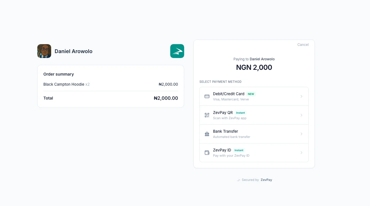 Standard checkout - real screenshot